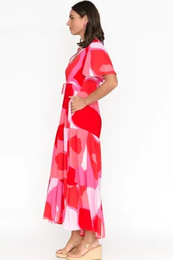 Maxi Dresses<Silver Wishes Cooper Red Abstract Tier Dress