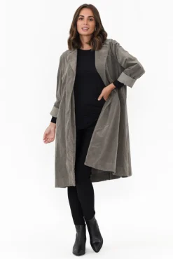 Coats<Italian Closet Copenhagen Taupe Velvet Coat