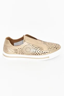 Leather Sneakers<Bay Lane Cortina Champagne Slip On Shoe