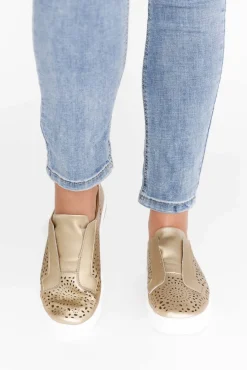 Leather Sneakers<Bay Lane Cortina Champagne Slip On Shoe