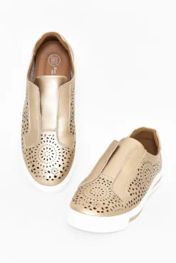Leather Sneakers<Bay Lane Cortina Champagne Slip On Shoe