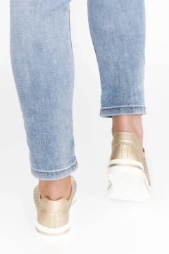 Leather Sneakers<Bay Lane Cortina Champagne Slip On Shoe