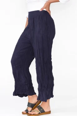 Pants<Namastai Costello Navy Crinkle Cotton Pant