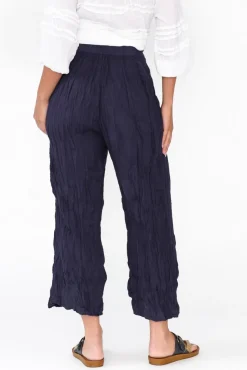 Pants<Namastai Costello Navy Crinkle Cotton Pant
