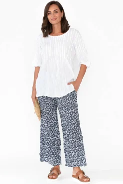 Pants<Namastai Costello Navy Flower Crinkle Cotton Pant
