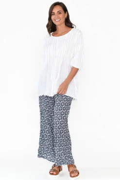 Pants<Namastai Costello Navy Flower Crinkle Cotton Pant