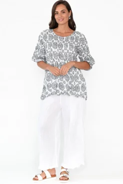 Pants<Namastai Costello White Crinkle Cotton Pant