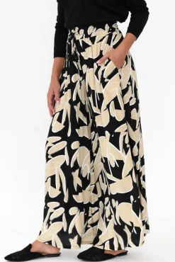 Pants<Silver Wishes Cotswold Black Abstract Wide Leg Pant