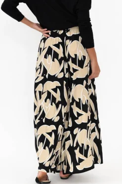 Pants<Silver Wishes Cotswold Black Abstract Wide Leg Pant