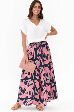 Pants<Silver Wishes Cotswold Navy Abstract Wide Leg Pant