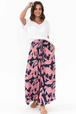 Pants<Silver Wishes Cotswold Navy Abstract Wide Leg Pant