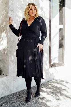 Bamboo Dresses<Bamboo Villa Courtney Black Bamboo Wrap Dress