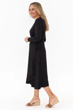 Bamboo Dresses<Bamboo Villa Courtney Black Bamboo Wrap Dress
