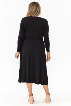 Bamboo Dresses<Bamboo Villa Courtney Black Bamboo Wrap Dress