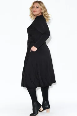 Bamboo Dresses<Bamboo Villa Courtney Black Bamboo Wrap Dress