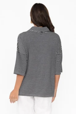 Sleeved Tops<Bamboo Whispers Cressida Navy Stripe Bamboo Top