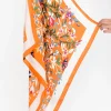 Scarves<Zoda Cresta Orange Satin Floral Square Scarf