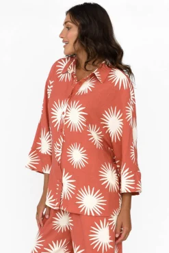 Shirts<Label Of Love Cresta Rust Flower Shirt