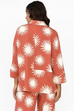 Shirts<Label Of Love Cresta Rust Flower Shirt