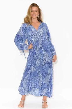 Maxi Dresses<Inoa Cyrilla Blue Geometric Silk Dress