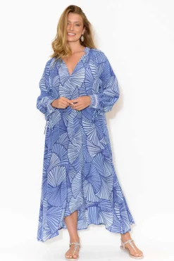 Maxi Dresses<Inoa Cyrilla Blue Geometric Silk Dress