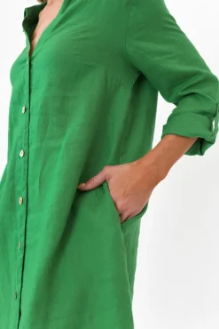 Linen Dresses<Gordon Smith Dakota Green Linen Shirt Dress
