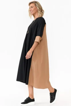 Cotton Dresses<Slate The Label Dancy Black Splice Cotton Dress