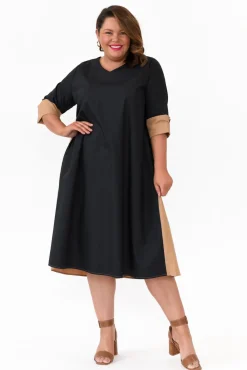 Cotton Dresses<Slate The Label Dancy Black Splice Cotton Dress