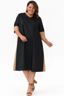 Cotton Dresses<Slate The Label Dancy Black Splice Cotton Dress