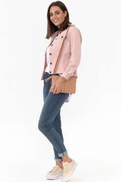 Jackets<Cafe Latte Danielle Blush Stretch Jean Jacket