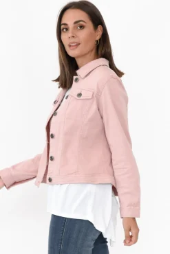 Jackets<Cafe Latte Danielle Blush Stretch Jean Jacket