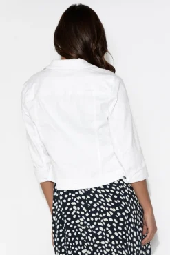 Jackets<Cafe Latte Danielle White Stretch Jean Jacket