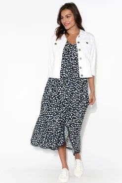 Jackets<Cafe Latte Danielle White Stretch Jean Jacket