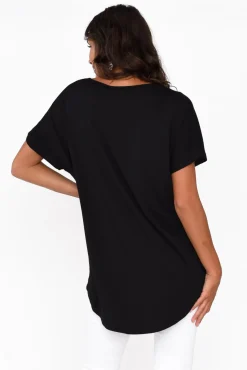 Sleeved Tops<Pq Danya Black Bamboo Top