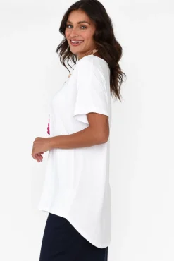 Sleeved Tops<Pq Danya White Bamboo Top