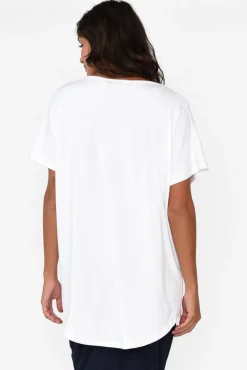 Sleeved Tops<Pq Danya White Bamboo Top