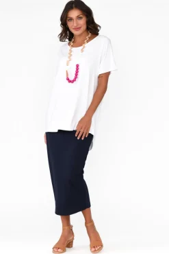 Sleeved Tops<Pq Danya White Bamboo Top