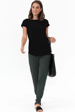 Pants<Bamboo Body Dark Green Bamboo Soft Slouch Pant