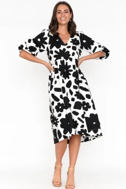 Cotton Dresses<Foil Darla Black Flower Cotton Poplin Dress