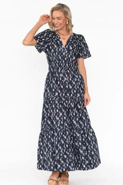 Cotton Dresses<Namastai Darwin Navy Dash Cotton Maxi Dress
