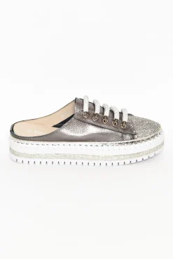 Leather Sneakers<Beaute Fashion Dawson Charcoal Leather Diamante Mule Sneaker