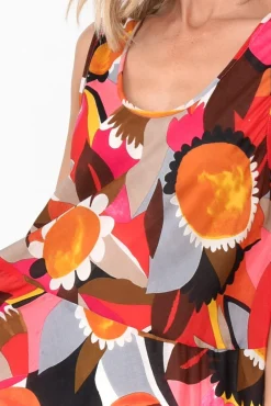 Cotton Dresses<Mozaic Daydream Pink Abstract Cotton Midi Dress