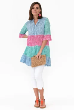 Tunic Tops<One Summer Deedee Multi Stripe Cotton Frill Tunic