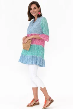 Tunic Tops<One Summer Deedee Multi Stripe Cotton Frill Tunic