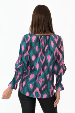 Cotton Tops<Liberty Rose Delores Teal Abstract Cotton Top