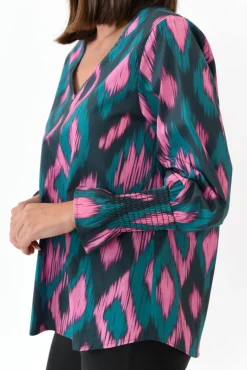 Cotton Tops<Liberty Rose Delores Teal Abstract Cotton Top