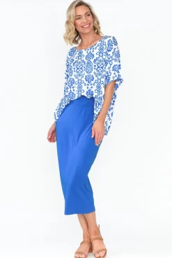 Sleeved Tops<Lou Lou Demi Blue Ikat Bamboo Tee