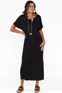 Bamboo Dresses<Pq Dempsey Black Bamboo Midi Dress