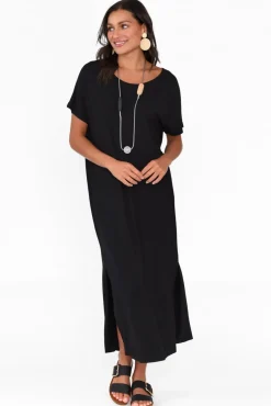 Bamboo Dresses<Pq Dempsey Black Bamboo Midi Dress