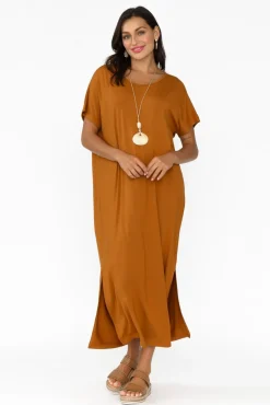 Bamboo Dresses<Pq Dempsey Mocha Bamboo Midi Dress